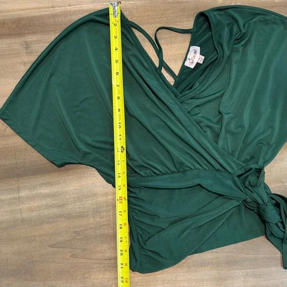 Willow & Root Forest Green Wrap Blouse - Picture 4 of 6